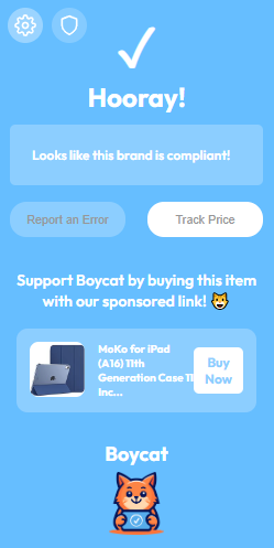 Compliant brand – Boycat extension