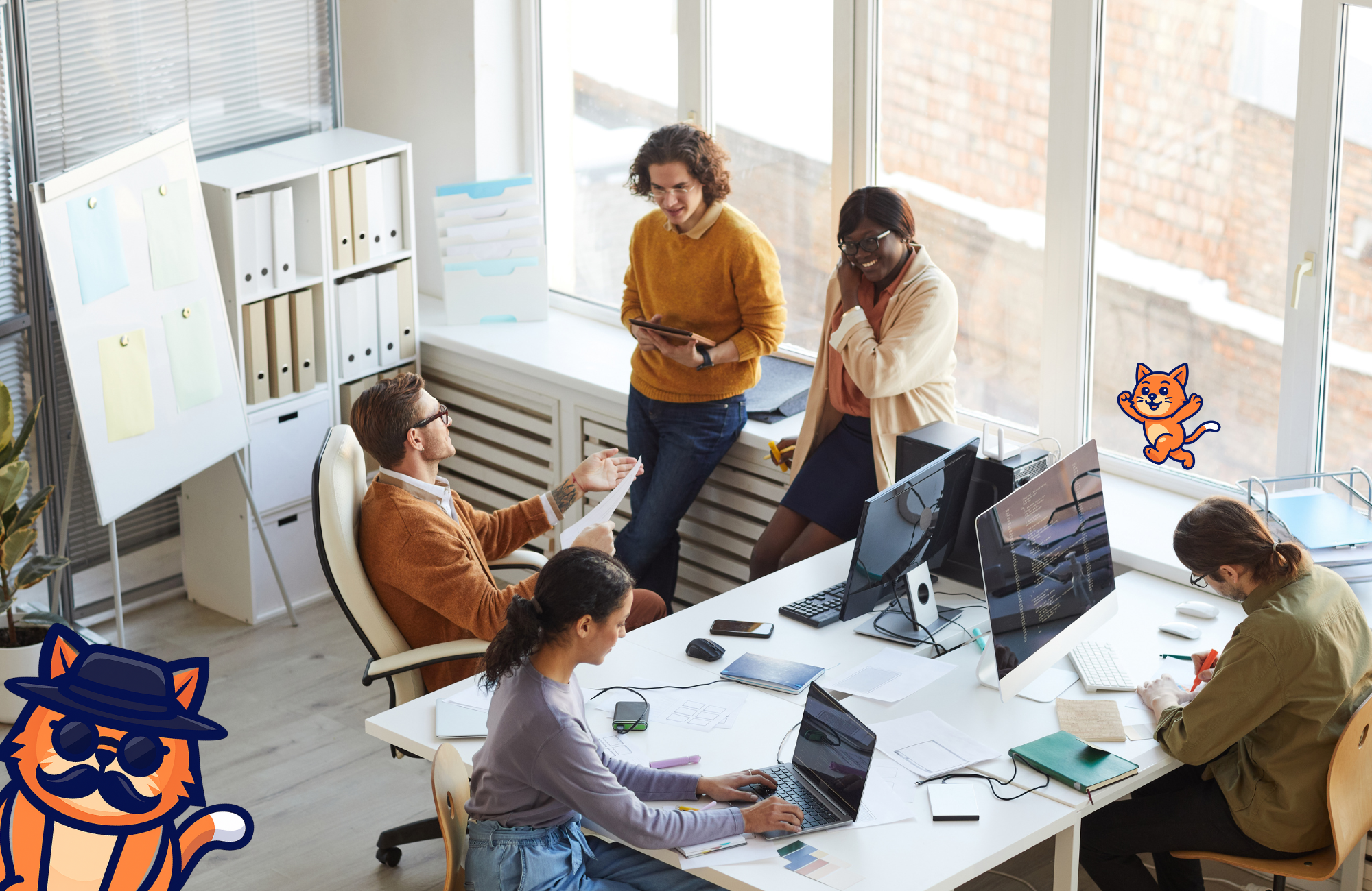 A team collaborating securely with BuycatVPN Business